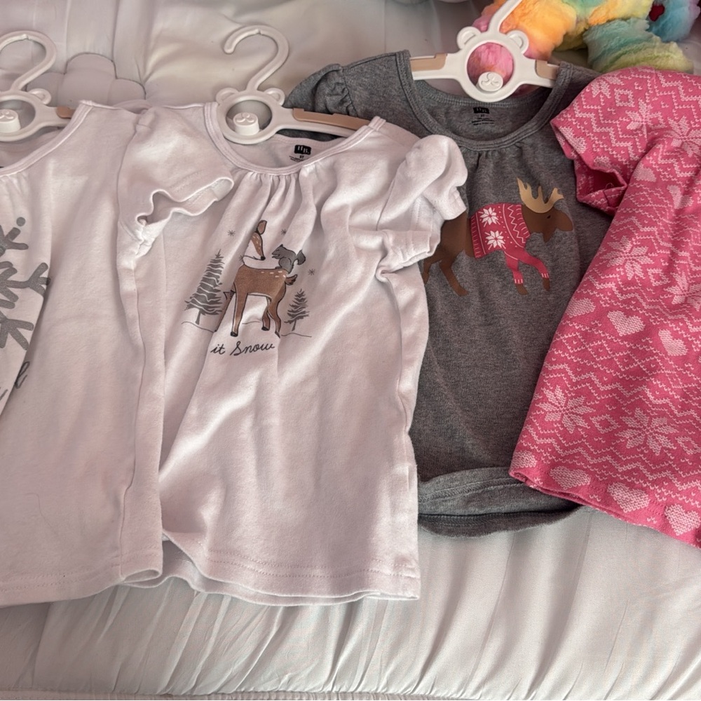 Hudson Baby White, Gray, Pink Short Sleeve Tees with Deer and Pattern
